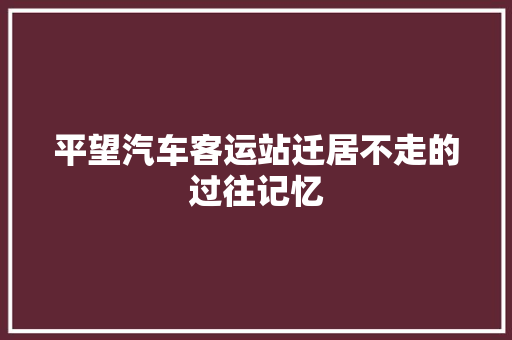 平望汽车客运站迁居不走的过往记忆