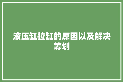 液压缸拉缸的原因以及解决筹划
