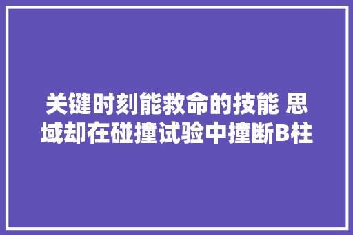 关键时刻能救命的技能 思域却在碰撞试验中撞断B柱