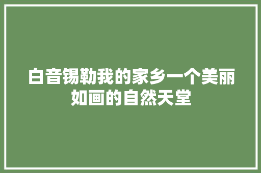白音锡勒我的家乡一个美丽如画的自然天堂
