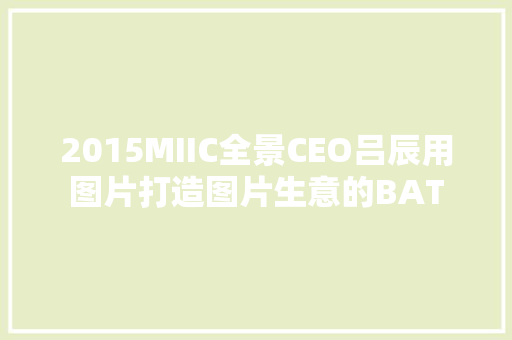 2015MIIC全景CEO吕辰用图片打造图片生意的BAT