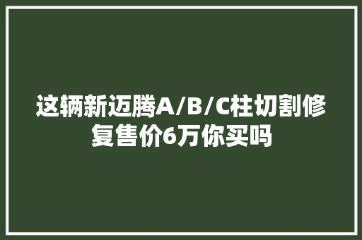 这辆新迈腾A/B/C柱切割修复售价6万你买吗