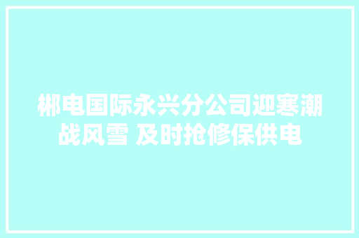 郴电国际永兴分公司迎寒潮战风雪 及时抢修保供电