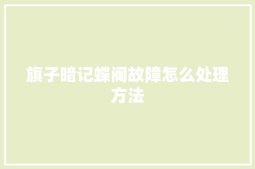 旗子暗记蝶阀故障怎么处理方法