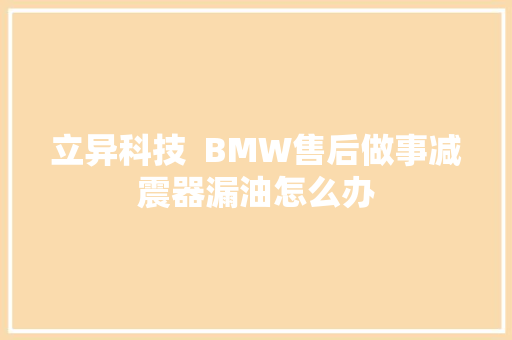 立异科技  BMW售后做事减震器漏油怎么办