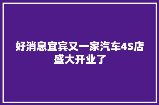 好消息宜宾又一家汽车4S店盛大开业了