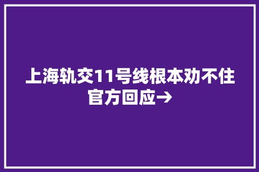 上海轨交11号线根本劝不住官方回应→