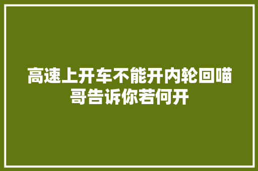 高速上开车不能开内轮回喵哥告诉你若何开