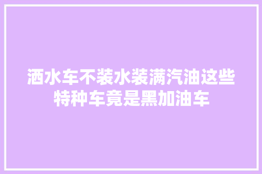 洒水车不装水装满汽油这些特种车竟是黑加油车