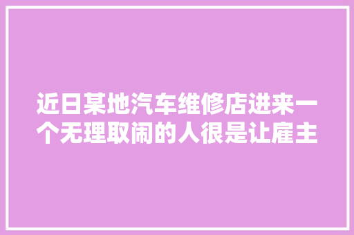近日某地汽车维修店进来一个无理取闹的人很是让雇主朝气最后却