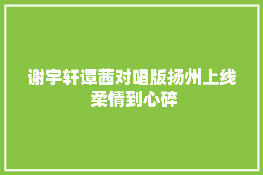 谢宇轩谭茜对唱版扬州上线 柔情到心碎