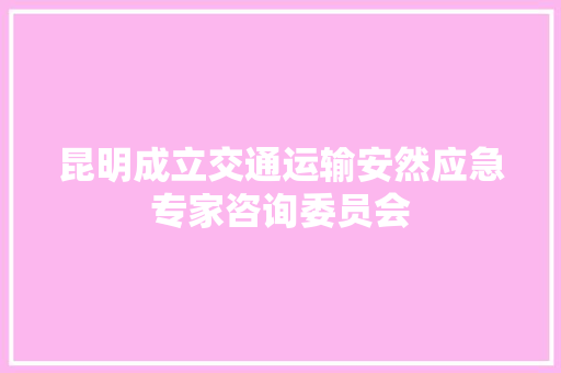 昆明成立交通运输安然应急专家咨询委员会