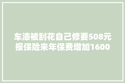 车漆被刮花自己修要508元报保险来年保费增加1600元怎么办 汽车知识