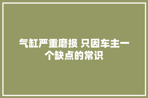 气缸严重磨损 只因车主一个缺点的常识
