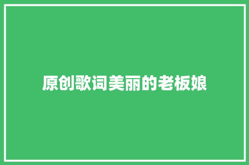 原创歌词美丽的老板娘