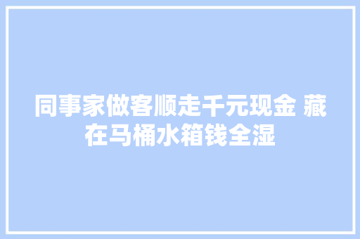 同事家做客顺走千元现金 藏在马桶水箱钱全湿