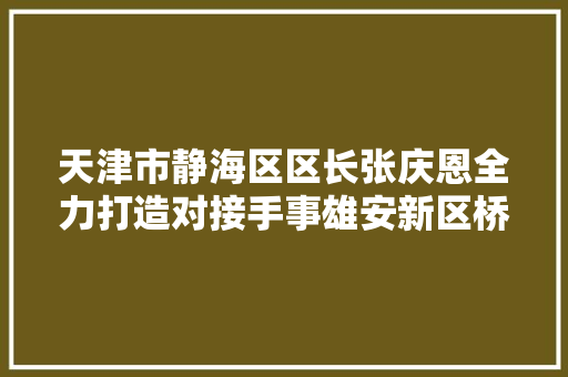 天津市静海区区长张庆恩全力打造对接手事雄安新区桥头堡