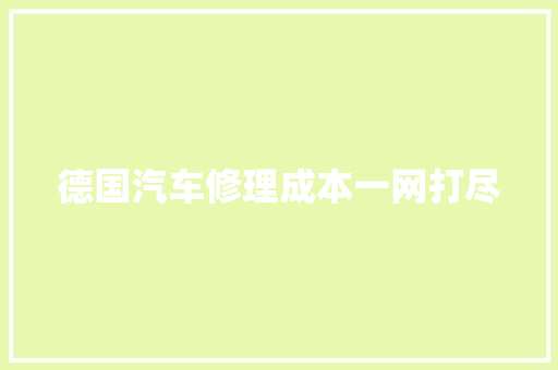 德国汽车修理成本一网打尽
