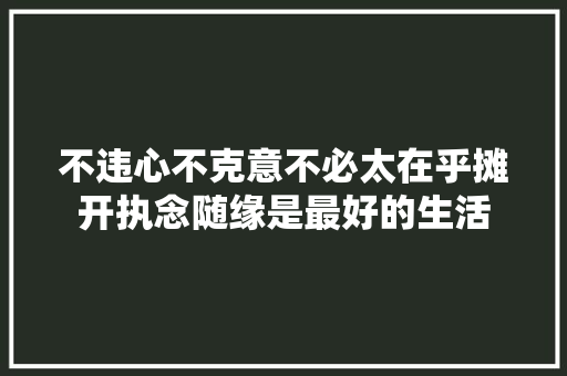 不违心不克意不必太在乎摊开执念随缘是最好的生活