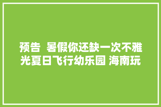 预告  暑假你还缺一次不雅光夏日飞行幼乐园 海南玩透透