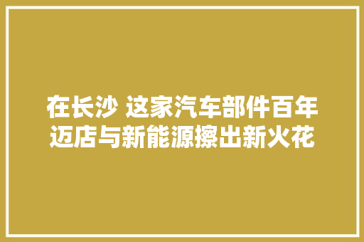 在长沙 这家汽车部件百年迈店与新能源擦出新火花