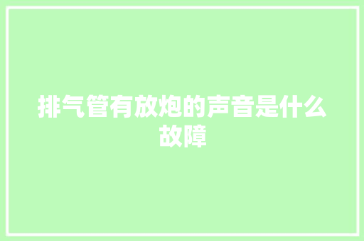 排气管有放炮的声音是什么故障