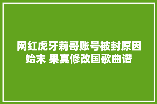 网红虎牙莉哥账号被封原因始末 果真修改国歌曲谱