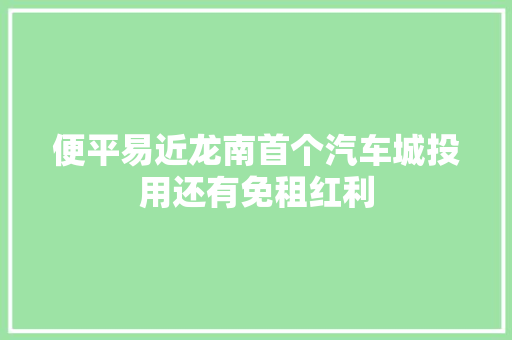 便平易近龙南首个汽车城投用还有免租红利