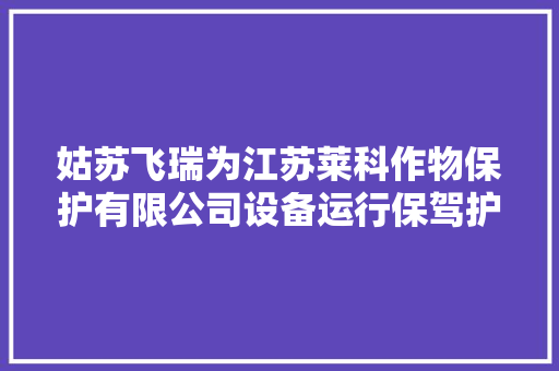 姑苏飞瑞为江苏莱科作物保护有限公司设备运行保驾护航