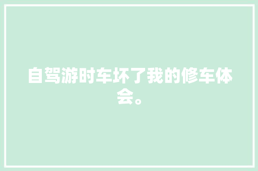 自驾游时车坏了我的修车体会。
