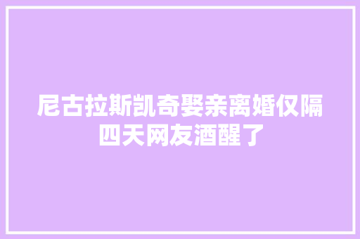 尼古拉斯凯奇娶亲离婚仅隔四天网友酒醒了