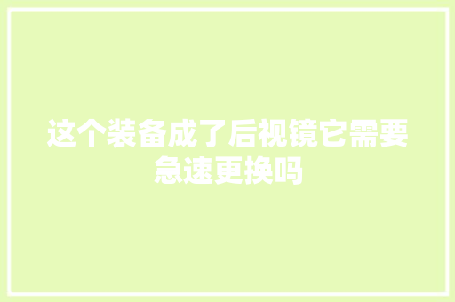 这个装备成了后视镜它需要急速更换吗