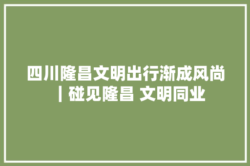 四川隆昌文明出行渐成风尚｜碰见隆昌 文明同业