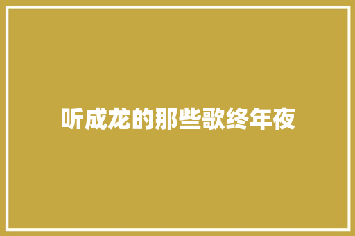 听成龙的那些歌终年夜