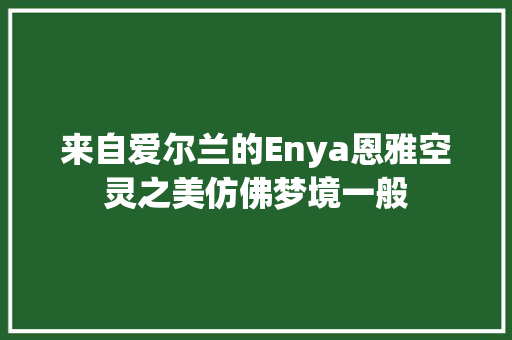 来自爱尔兰的Enya恩雅空灵之美仿佛梦境一般