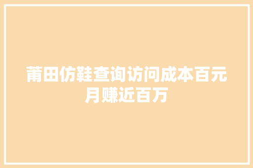 莆田仿鞋查询访问成本百元月赚近百万