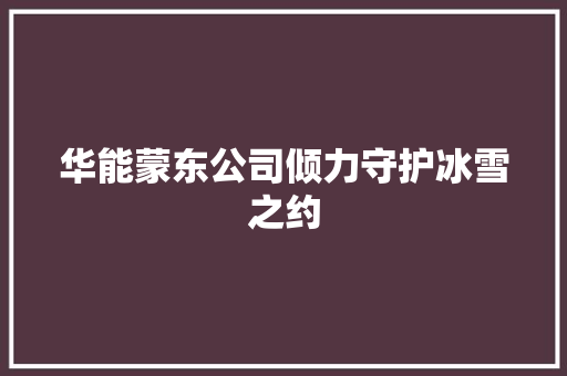 华能蒙东公司倾力守护冰雪之约