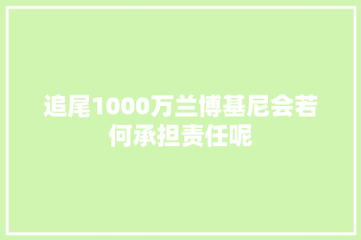 追尾1000万兰博基尼会若何承担责任呢