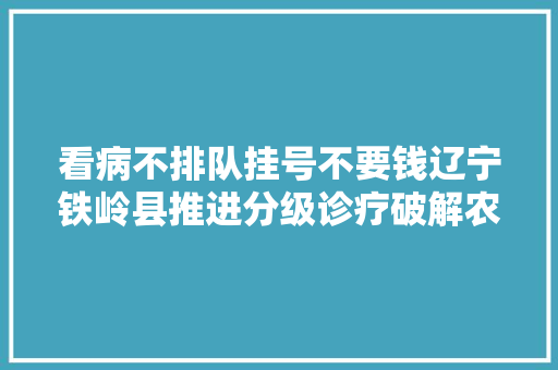 看病不排队挂号不要钱辽宁铁岭县推进分级诊疗破解农民看病难见闻