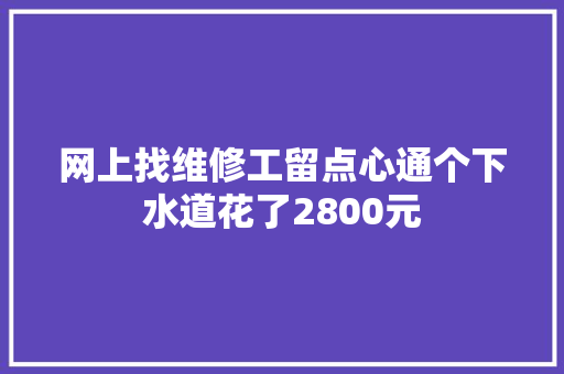 网上找维修工留点心通个下水道花了2800元