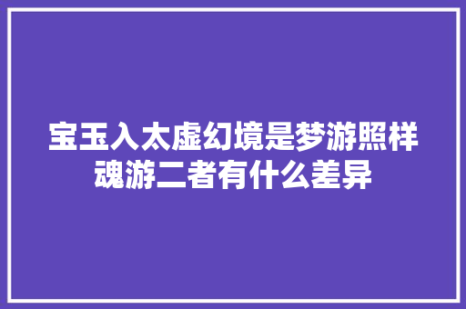 宝玉入太虚幻境是梦游照样魂游二者有什么差异