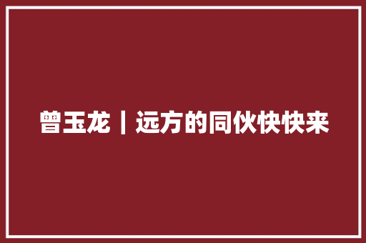 曾玉龙｜远方的同伙快快来