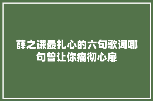 薛之谦最扎心的六句歌词哪句曾让你痛彻心扉