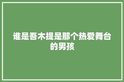 谁是吾木提是那个热爱舞台的男孩