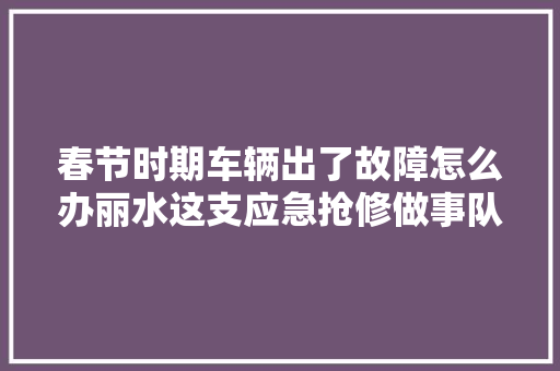 春节时期车辆出了故障怎么办丽水这支应急抢修做事队24小时待命
