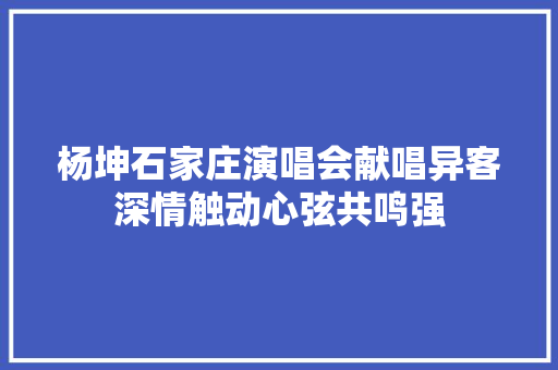 杨坤石家庄演唱会献唱异客深情触动心弦共鸣强