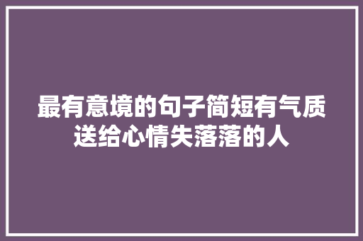 最有意境的句子简短有气质送给心情失落落的人