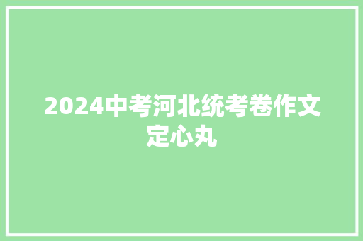 2024中考河北统考卷作文定心丸