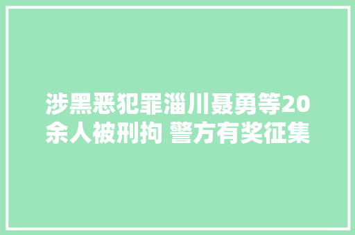 涉黑恶犯罪淄川聂勇等20余人被刑拘 警方有奖征集该团伙犯罪线索