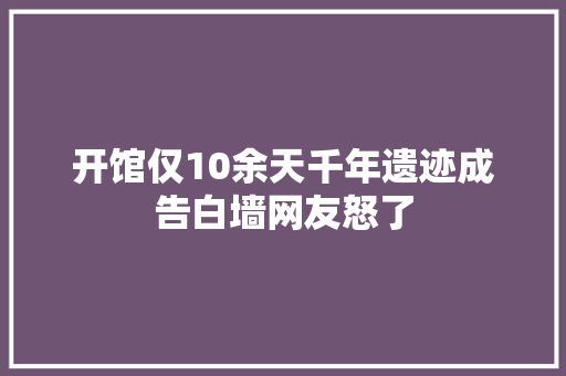 开馆仅10余天千年遗迹成告白墙网友怒了